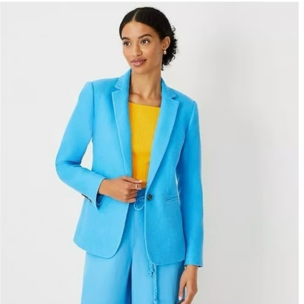 Ann Taylor Hutton Blazer Mystic Blue One Button Jacket Size 10 EUC